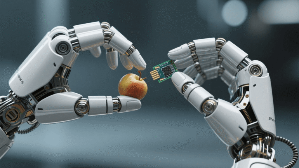 The Sanctuary AI Phoenix humanoid robot performing delicate tasks, highlighting dexterous Embodied AI.